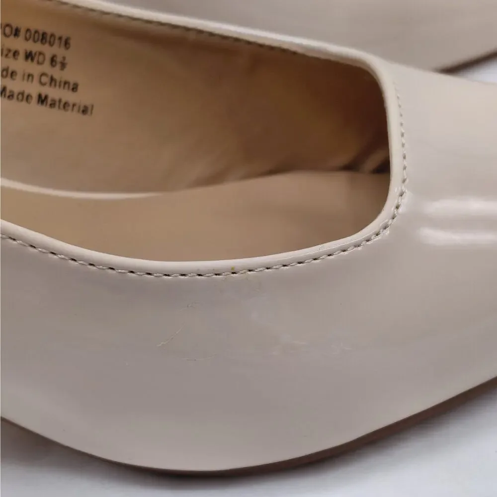 Journee Collection Womens Slingback Pumps Size 6.5 Wide Nude Patent Kitten Heels